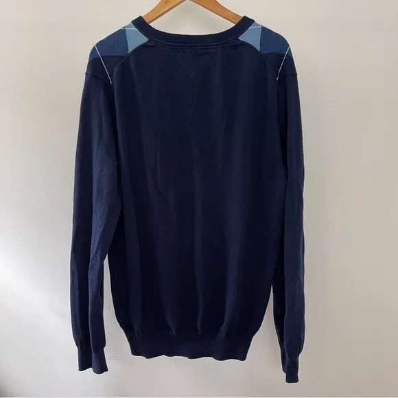 Tommy Hilfiger V-Neck Argyle Sweater - Navy and Light Blue - Picture 4 of 4